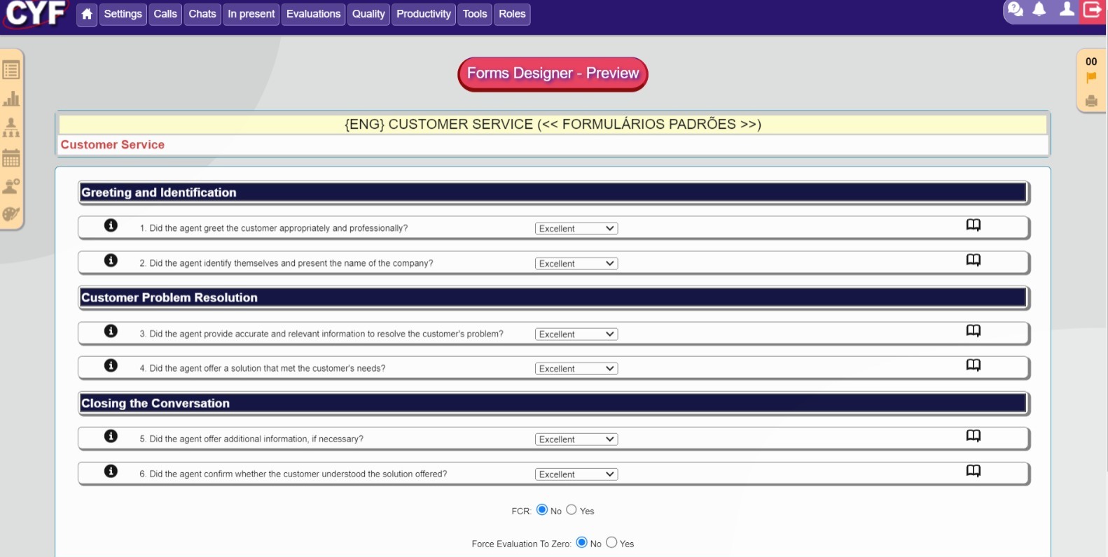 Customer Service Quality Monitoring Scorecard